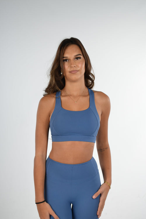 Ava Cross Back Top - Ocean Blue