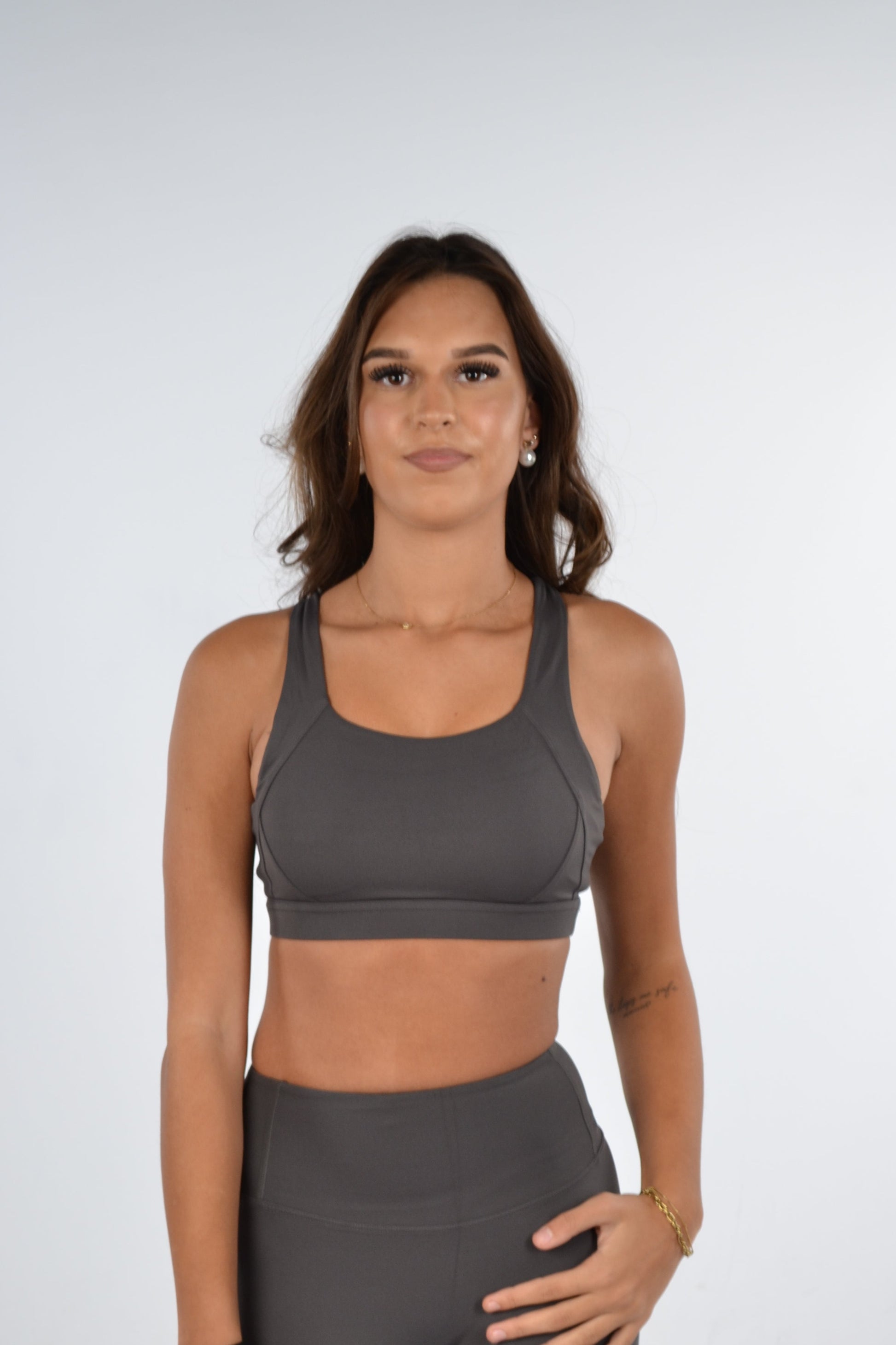 Ava Cross Back Top - Smokey Grey